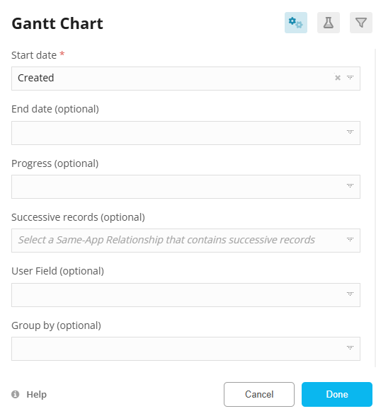 Gantt chart options